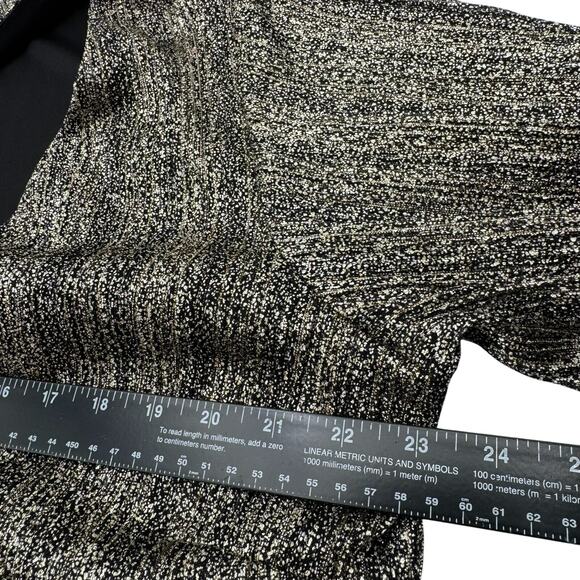 VINCE‎ CAMUTO NWT Women's 2X Gold Black Shiny Flouncy Balloon Sleeve Blouse Top - Picture 9 of 11